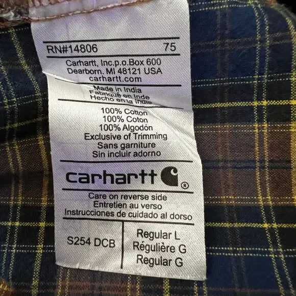 Carhartt Plaid Button Down Long Sleeves Double Pocket Shirt | Men's Size Large - Picture 5 of 9